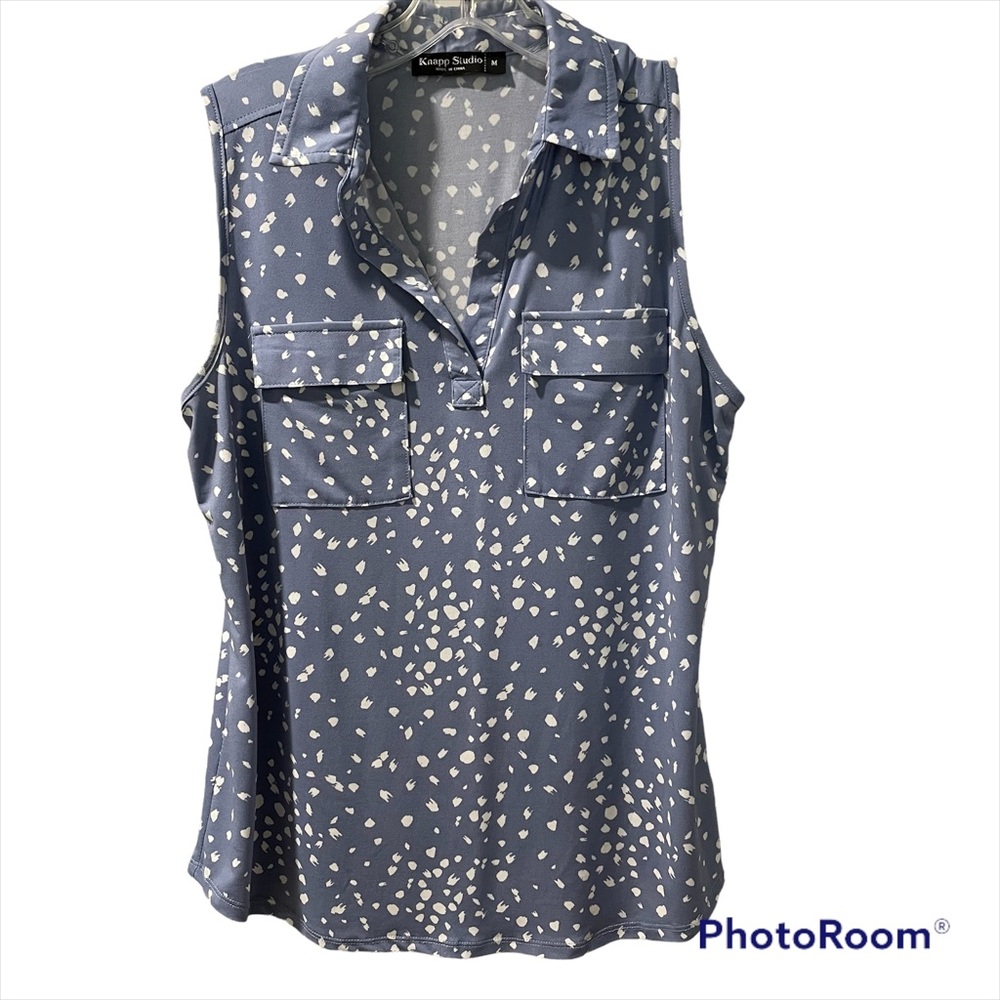 Knapp Studio Women’s Sleeveless Top Abstract Design Medium Polyester Spandex Med